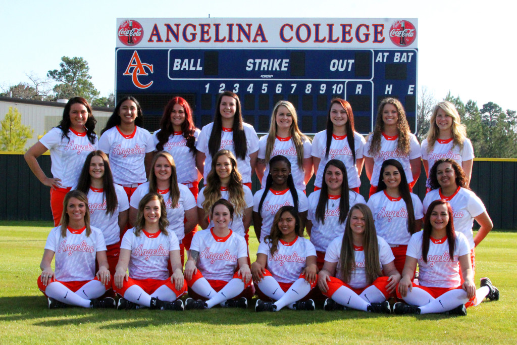  The 2016 Angelina College Lady Roadrunners open the regular season on Friday as participants in the Coastal Bend Tournament in Beeville. The Lady ‘Runners host their home opener on Wednesday, Feb. 3 against Temple College. Pictured are (front row, L-R) Bryli Lee, Taylor LaGrange, Destiny Kennedy, Jynelle Pangelinan, Leah Seth and Shannon Stoker; (middle row, L-R) Miranda Wiggins, Lynsey Mitchell, Heather Kulhanek, Shawneece Jones, Taylor Davis, Lauren Garza and Kayla Lahrmann; and (back row, L-R) Tiffany Hinkelman, Shay Vegas, Kayla Boucher, Taylor Odom, Elizabeth Craig, Whitney Howerton, Kali Holcomb and Natalie McOmber. (AC Press photo) 