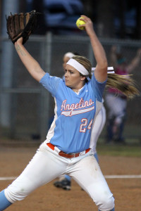  Angelina College pitcher Elizabeth Craig, shown here in a fall game against Sam Houston State University, leads the Lady Roadrunner softball team in its home opener Wednesday against No. 1-ranked Temple College. The doubleheader starts at 2 p.m. at Roadrunner Complex in Lufkin. (AC Press photo) 