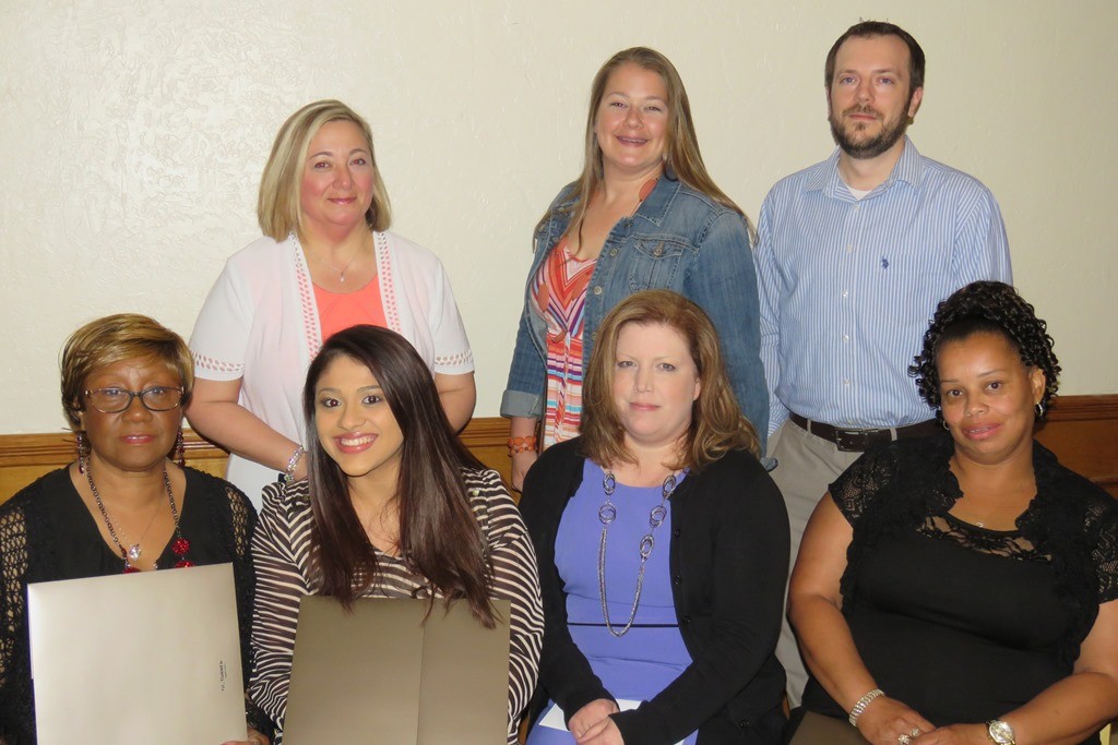 5 year service award recipients include (back row, l to r) Melony Wilkerson, Megan White, Jamey Lucas, (front row, l to r) Cheryl Watts, Clarisa Venegas, Martisha Snyder and Kyrita Settler.  (Not pictured: Robert Becks, Tammy Bergstrom, Lupe Businger, Jack Cassidy, Stephen Childress, Barbara Cogburn, Amanda Collins, Donna Ferguson, Ronald Fryer Jr., Sylvia Garofolo, Gwendoyln Grumbles, Loretta Hancock, Kristen Hardy, Richard Hays, Misti Jones, Gary Looper, Adelaida Luna, Regina Marett, Lindsey McDaniel, Tamar Montes, April Morris, Becca O’Quinn, Lois Overshine, Danielle Pilot, Hani Qamheih, Glenda Salinas, Armin Solis, Alfred Stoddard, Fonda Sullivan, Henry Tobar and Dorla Uybengkee)